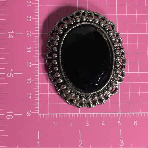 Vintage Heavy Black Stone Brooch/Pendant - Picture 8 of 8